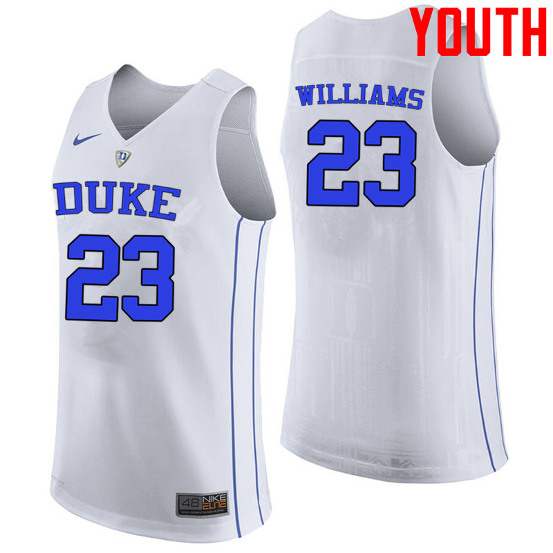Youth #23 Shelden Williams Duke Blue Devils College Basketball Jerseys-White - Click Image to Close